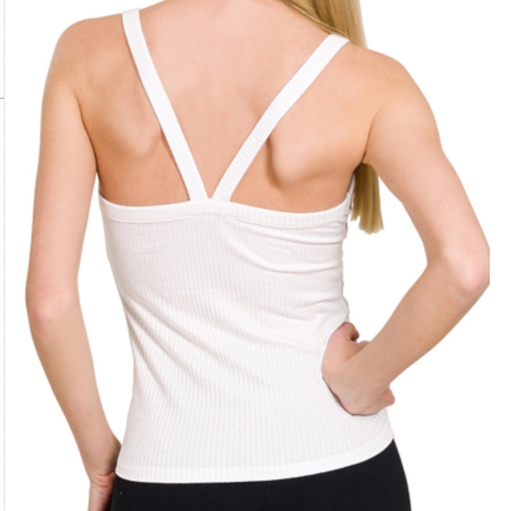 Beige Ribbed Tank Top - Picture 3 of 4